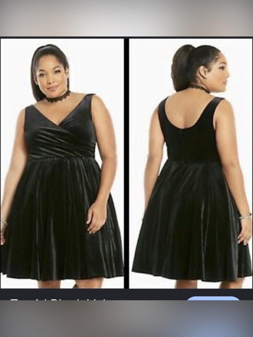 Torrid Black Velvet Surplice Full Skirt Tank Dress, size 12